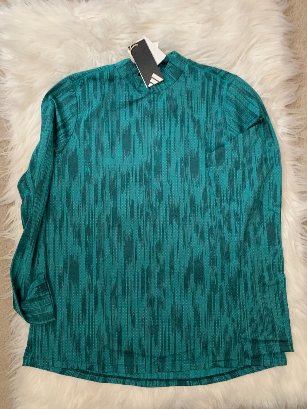 ADIDAS Ultimate365 Jacquard Long Sleeve Mock Neck Top in Aurora Ivy Sz LARGE